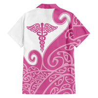 Personalised New Zealand Nurse Family Matching Mermaid Dress and Hawaiian Shirt Maori Koru Pink Version