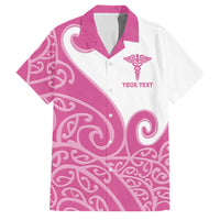Personalised New Zealand Nurse Family Matching Summer Maxi Dress and Hawaiian Shirt Maori Koru Pink Version