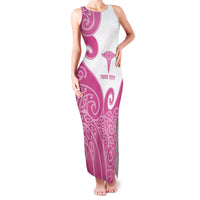 Personalised New Zealand Nurse Family Matching Tank Maxi Dress and Hawaiian Shirt Maori Koru Pink Version