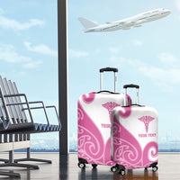 Personalised New Zealand Nurse Luggage Cover Maori Koru Pink Version