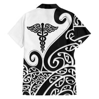 Personalised New Zealand Nurse Family Matching Off Shoulder Maxi Dress and Hawaiian Shirt Maori Koru Black Version