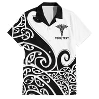 Personalised New Zealand Nurse Family Matching Puletasi and Hawaiian Shirt Maori Koru Black Version