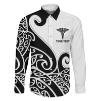 Personalised New Zealand Nurse Family Matching Puletasi and Hawaiian Shirt Maori Koru Black Version