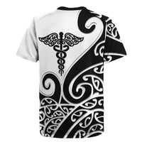 Personalised New Zealand Nurse Rugby Jersey Maori Koru Black Version