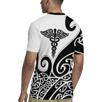 Personalised New Zealand Nurse Rugby Jersey Maori Koru Black Version