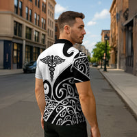 Personalised New Zealand Nurse Zipper Polo Shirt Maori Koru Black Version LT05 - Polynesian Pride