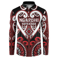 Custom Aotearoa Ngapuhi Button Sweatshirt Maori Tribal Pattern LT05 Red - Polynesian Pride