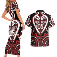 Custom Aotearoa Ngapuhi Couples Matching Short Sleeve Bodycon Dress and Hawaiian Shirt Maori Tribal Pattern LT05 - Polynesian Pride