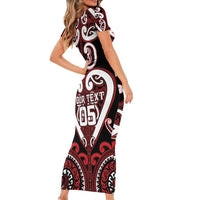 Custom Aotearoa Ngapuhi Short Sleeve Bodycon Dress Maori Tribal Pattern