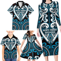 Custom Aotearoa Ngati Porou Family Matching Long Sleeve Bodycon Dress and Hawaiian Shirt Maori Tribal Pattern