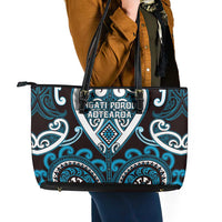 Aotearoa Ngati Porou Leather Tote Bag Maori Tribal Pattern LT05 - Polynesian Pride