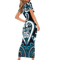 Custom Aotearoa Ngati Porou Short Sleeve Bodycon Dress Maori Tribal Pattern