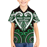 Custom Aotearoa Ngai Tahu Family Matching Summer Maxi Dress and Hawaiian Shirt Maori Tribal Pattern LT05 Son's Shirt Green - Polynesian Pride