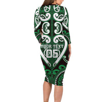 Custom Aotearoa Ngai Tahu Long Sleeve Bodycon Dress Maori Tribal Pattern