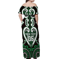 Custom Aotearoa Ngai Tahu Off Shoulder Maxi Dress Maori Tribal Pattern