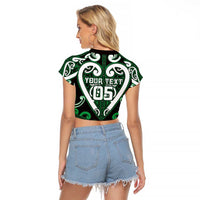 Custom Aotearoa Ngai Tahu Raglan Cropped T Shirt Maori Tribal Pattern LT05 - Polynesian Pride