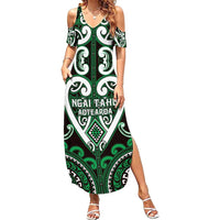 Custom Aotearoa Ngai Tahu Summer Maxi Dress Maori Tribal Pattern LT05 Women Green - Polynesian Pride