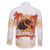 Hawaiian Volcano Lava Flow Family Matching Long Sleeve Bodycon Dress and Hawaiian Shirt With Hawaiian Tapa Pattern