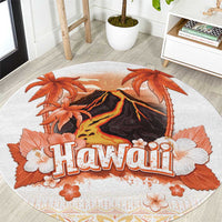 Hawaiian Volcano Lava Flow Round Carpet With Hawaiian Tapa Pattern LT05 Orange - Polynesian Pride