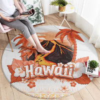 Hawaiian Volcano Lava Flow Round Carpet With Hawaiian Tapa Pattern LT05 - Polynesian Pride