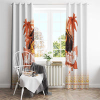 Hawaiian Volcano Lava Flow Window Curtain With Hawaiian Tapa Pattern