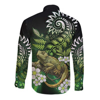 Aotearoa New Zealand Tuatara Long Sleeve Button Shirt Maori Koru Art LT05 - Polynesian Pride