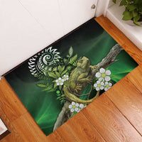 Aotearoa New Zealand Tuatara Rubber Doormat Maori Koru Art