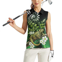 Aotearoa New Zealand Tuatara Women Sleeveless Polo Shirt Maori Koru Art