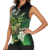 Aotearoa New Zealand Tuatara Women Sleeveless Polo Shirt Maori Koru Art