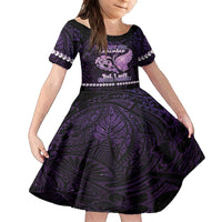 Personalised Alzheimer's Awareness Family Matching Long Sleeve Bodycon Dress and Hawaiian Shirt You May Not Remember But I Will Never Forget LT05 Daughter's Dress Purple - Polynesian Pride