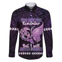 Personalised Alzheimer's Awareness Family Matching Long Sleeve Bodycon Dress and Hawaiian Shirt You May Not Remember But I Will Never Forget LT05 Dad's Shirt - Long Sleeve Purple - Polynesian Pride
