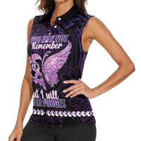 Personalised Alzheimer's Awareness Women Sleeveless Polo Shirt You May Not Remember But I Will Never Forget