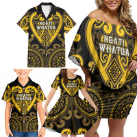 Custom Aotearoa Ngati Whatua Family Matching Off Shoulder Short Dress and Hawaiian Shirt Maori Tribal Pattern