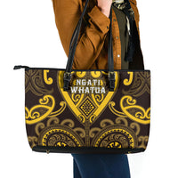 Aotearoa Ngati Whatua Leather Tote Bag Maori Tribal Pattern