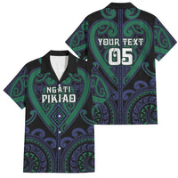 Custom Aotearoa Ngati Pikiao Family Matching Summer Maxi Dress and Hawaiian Shirt Maori Tribal Pattern LT05 Dad's Shirt - Short Sleeve Green - Polynesian Pride