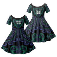 Custom Aotearoa Ngati Pikiao Family Matching Tank Maxi Dress and Hawaiian Shirt Maori Tribal Pattern LT05 Daughter's Dress Green - Polynesian Pride