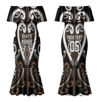 Custom Aotearoa Kati Mamoe Couples Matching Mermaid Dress and Hawaiian Shirt Maori Tribal Pattern LT05 - Polynesian Pride