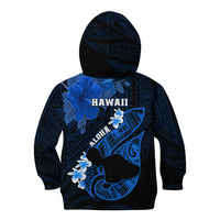 Hawaii Maui Kid Hoodie Polynesian Fish Hook Hibiscus Blue Version LT05 - Polynesian Pride