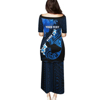 Personalized Hawaii Maui Puletasi Polynesian Fish Hook Hibiscus Blue Version LT05 - Polynesian Pride