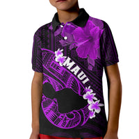 Hawaii Maui Kid Polo Shirt Polynesian Fish Hook Hibiscus Purple Version LT05 Kid Purple - Polynesian Pride