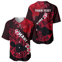 Personalized Hawaii Maui Baseball Jersey Polynesian Fish Hook Hibiscus Red Version LT05 - Polynesian Pride