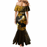 Hawaii Maui Mermaid Dress Polynesian Fish Hook Hibiscus Gold Version LT05 - Polynesian Pride