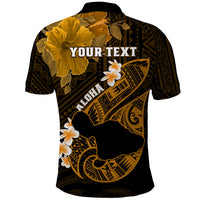 Personalized Hawaii Maui Polo Shirt Polynesian Fish Hook Hibiscus Gold Version LT05 - Polynesian Pride