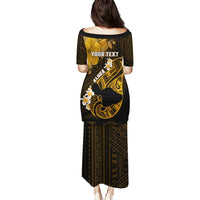 Personalized Hawaii Maui Puletasi Polynesian Fish Hook Hibiscus Gold Version LT05 - Polynesian Pride