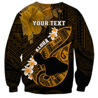 Personalized Hawaii Maui Sweatshirt Polynesian Fish Hook Hibiscus Gold Version LT05 - Polynesian Pride