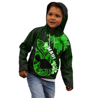 Hawaii Maui Kid Hoodie Polynesian Fish Hook Hibiscus Green Version LT05 - Polynesian Pride