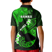 Hawaii Maui Kid Polo Shirt Polynesian Fish Hook Hibiscus Green Version LT05 - Polynesian Pride