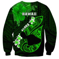 Hawaii Maui Sweatshirt Polynesian Fish Hook Hibiscus Green Version LT05 - Polynesian Pride