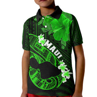 Personalized Hawaii Maui Kid Polo Shirt Polynesian Fish Hook Hibiscus Green Version LT05 Kid Green - Polynesian Pride