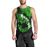 Personalized Hawaii Maui Men Tank Top Polynesian Fish Hook Hibiscus Green Version LT05 - Polynesian Pride